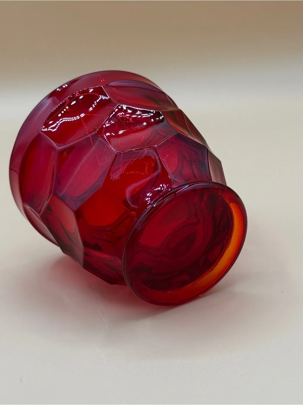 Vintage Viking Glass Georgian Ruby Red Amberina Covered Sugar & Creamer GLOWS
